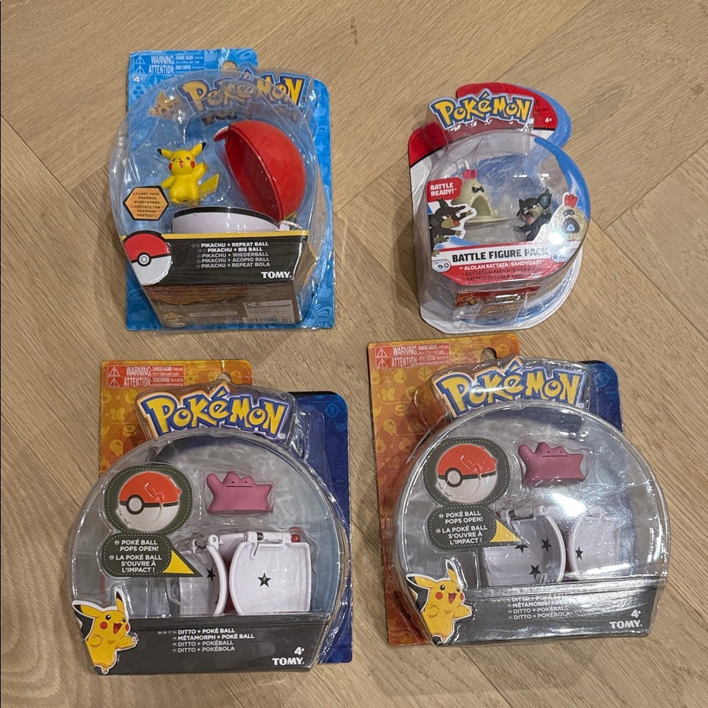 4 brand new Pokemon Action Figure Set - Red, Yellow, and Blue